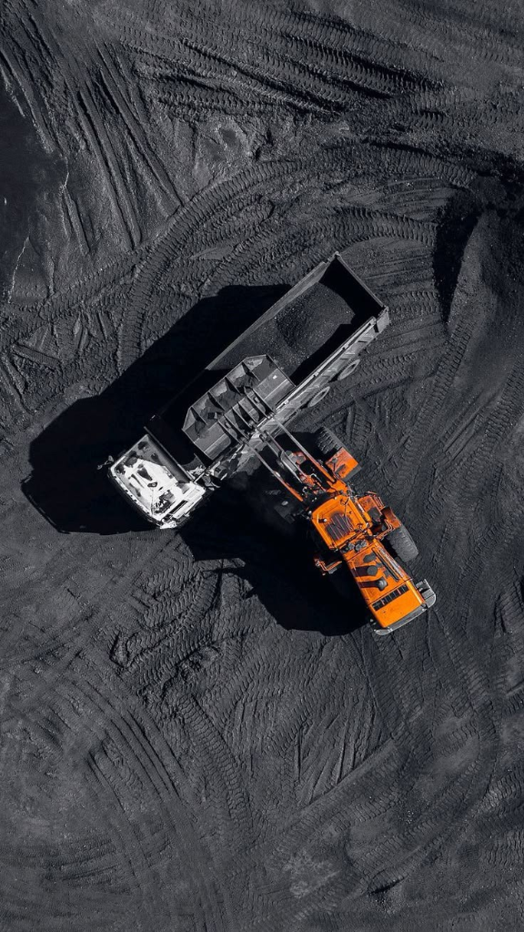 Coal mining truck haulage tire tracks finish